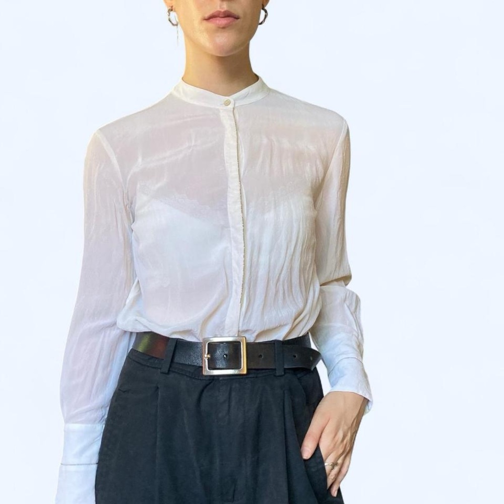 Barba Sheer White Button Down Shirt